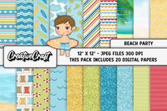 Beach Party Digital Paper, summer backgrounds illustrations Product Image 2