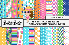 Beach Party Digital Paper, summer backgrounds illustrations Product Image 2