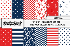 Nautical Digital Papers, scrapbooking backgrounds designs Product Image 1