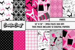 Love Paris Digital Papers, scrapbooking, backgrounds designs Product Image 1