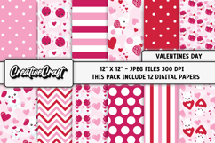 Valentines Day Digital Papers, valentines day illustrations Product Image 2