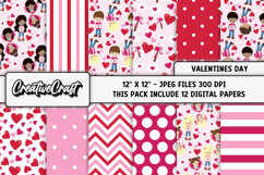 Valentines Day Digital Papers, valentines day illustrations Product Image 1