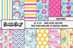 Unicorns Digital Papers, unicorns backgrounds designs Product Image 2
