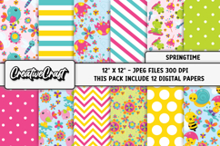 Springtime Digital Papers, spring backgrounds illustrations Product Image 2