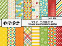 Early Bird Digital Papers, scrapbooking, backgrounds designs Product Image 2
