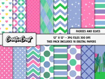 Fairies and Elves Digital Papers, scrapbook papers designs Product Image 2