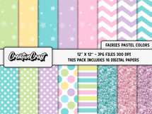 Fairies Pastel Colors Digital Papers, scrapbooking designs Product Image 2