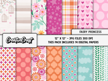 Fairy Princess Digital Papers, scrapbook backgrounds designs Product Image 2