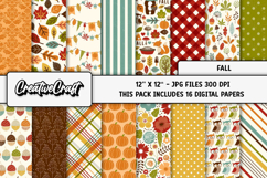 Autumn Fall Digital Paper, thanksgiving digital scrapbook Product Image 2