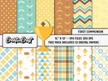First Communion Digital Papers, scrapbooking backgrounds Product Image 2
