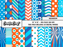 Fish Aquarium Digital Papers, scrapbooking papers designs Product Image 2
