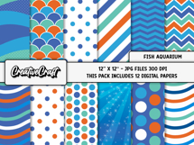 Fish Aquarium Digital Papers, scrapbooking papers designs Product Image 2