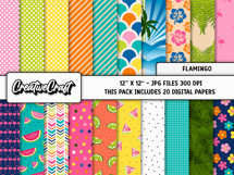 Flamingo Digital Papers, scrapbooking backgrounds designs Product Image 2