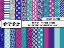 Frozen Inspired Digital Papers, scrapbooking papers designs Product Image 2