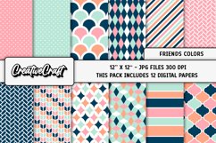 Friends Colors Digital Papers, scrapbook backgrounds designs Product Image 1