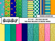 Frozen Adventure Digital Papers, scrapbook background design Product Image 2