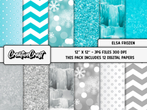 Frozen Inspired Digital Papers, scrapbooking papers designs Product Image 2