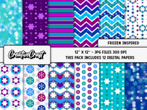 Frozen Inspired Digital Papers, scrapbooking papers designs Product Image 2
