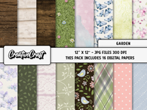 Garden Digital Papers, vintage scrapbook backgrounds designs Product Image 2