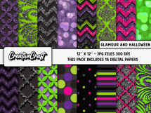 Glamour Halloween Digital Papers, scrapbooking designs Product Image 2