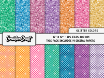 Glitter Colors Digital Papers, scrapbook backgrounds designs Product Image 2