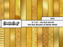 Gold Glitter Digital Papers, scrapbook backgrounds designs Product Image 2