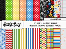 Graduation Digital Papers, scrapbooking backgrounds designs Product Image 2