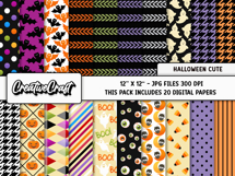 Halloween Cute Digital Papers, scrapbook backgrounds designs Product Image 2