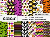 Halloween Digital Paper and Clipart png, halloween clipart Product Image 2