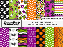 Halloween Digital Paper and Clipart png, halloween clipart Product Image 2