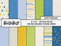 Happy Birthday Digital Papers, scrapbook backgrounds designs Product Image 2