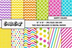 Happy Colors Digital Papers, scrapbook backgrounds designs Product Image 1