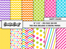 Happy Colors Digital Papers, scrapbook backgrounds designs Product Image 2