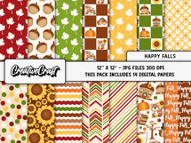 Autumn Fall Digital Paper and Clipart png, autumn clipart Product Image 2