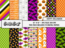 Happy Halloween Digital Papers, scrapbook background designs Product Image 2