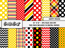Happy Mouse Digital Papers, scrapbooking backgrounds designs Product Image 2