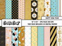 Happy New Year Digital Papers, scrapbook backgrounds designs Product Image 2