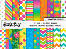 Hawaiian Summer Digital Papers, scrapbook background designs Product Image 2