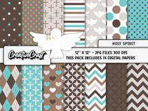 Holy Spirit Digital Papers, scrapbooking backgrounds designs Product Image 2