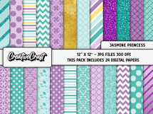 Jasmine Princess Digital Papers, scrapbooking backgrounds Product Image 2