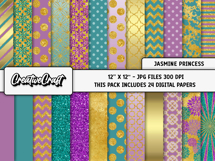 Jasmine Princess Digital Papers, scrapbooking backgrounds Product Image 2