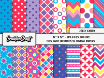 Jelly Candy Digital Papers, scrapbooking backgrounds designs Product Image 2