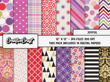 Joyful Digital Papers, scrapbooking backgrounds designs Product Image 2