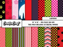 Ladybug Digital Papers, scrapbooking backgrounds designs Product Image 2