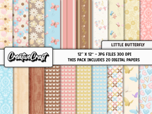 Little Butterfly Digital Papers, scrapbook background design Product Image 2