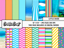 Little Diver Digital Papers, scrapbook backgrounds designs Product Image 2