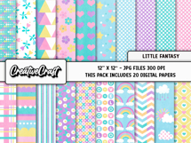 Little Fantasy Digital Papers, scrapbook backgrounds designs Product Image 2