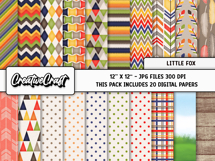 Little Fox Digital Papers, scrapbooking backgrounds designs Product Image 2