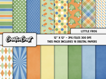 Little Frog Digital Papers, scrapbooking backgrounds designs Product Image 2