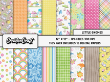 Little Gnomes Digital Papers, scrapbook backgrounds designs Product Image 2